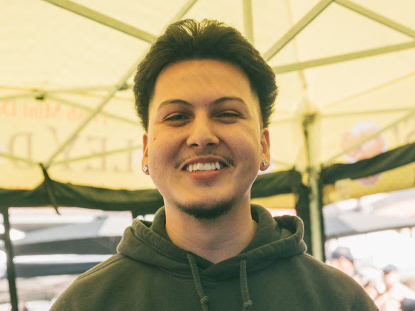 Founder smiling at the market